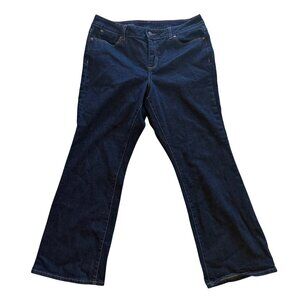 Talbots Womens Curvy Bootcut Jeans 14P/32 Dark Wash Cotton Blend